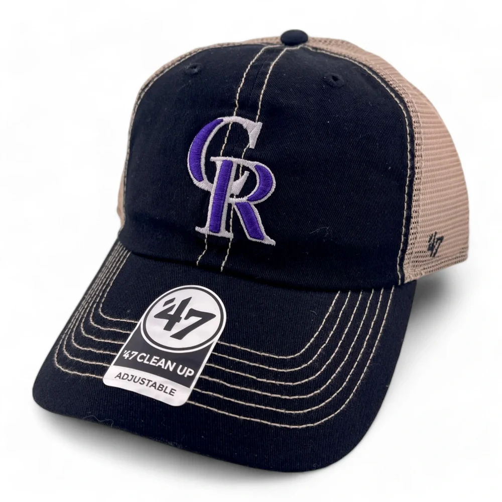 '47 Brand Colorado Rockies MLB Black Trawler Mesh Back Clean Up Adjustable Hat‎